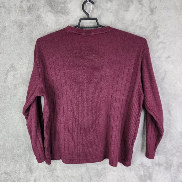 Mens Burgundy J. Ferrar Ribbed Shirt Long Sleeve Crew Neck Size XL - Picture 5 of 8